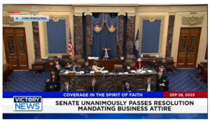 Victory News: 11 a.m. CT | September 28, 2023 – Senate Unanimously Passes Resolution Mandating Business Attire; GOP Frontrunner Donald Trump Skips Contentious Debate