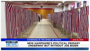 Victory News: 11 a.m. CT | January 23, 2024 – New Hampshire’s Political Primary Underway; Online Sports Gambling Group Sets Odds for GOP VP Nominee
