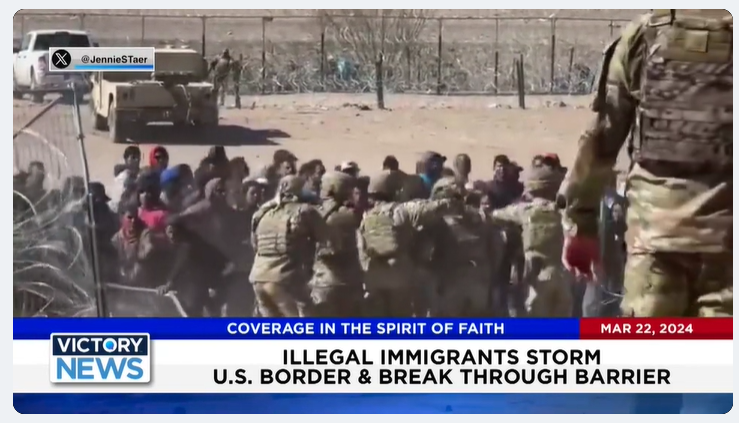 Victory News: 11 a.m. CT | March 22, 2024 - Illegal Immigrants Storm U.S. Border and Break Through Barrier - Victory News